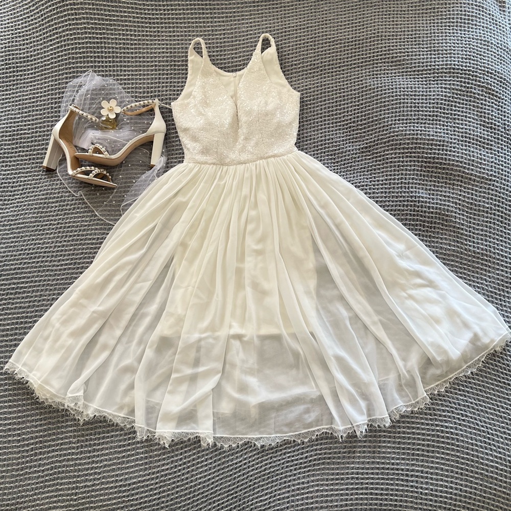 Dress the Population Tracy White Sequin Dress